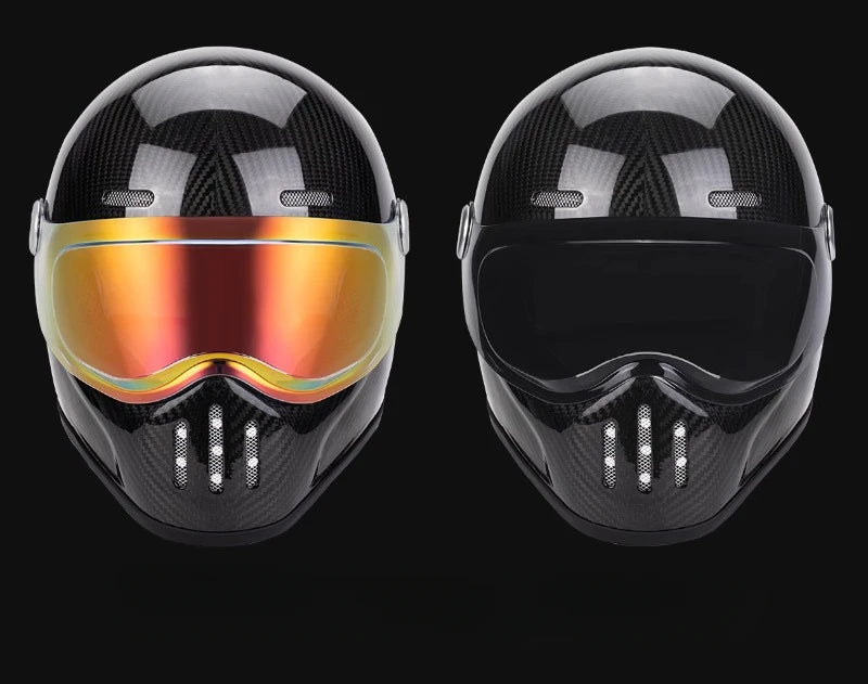 Retro Fiberglass Full Face Motorcycle Helmet | Vintage Style Safety Gear