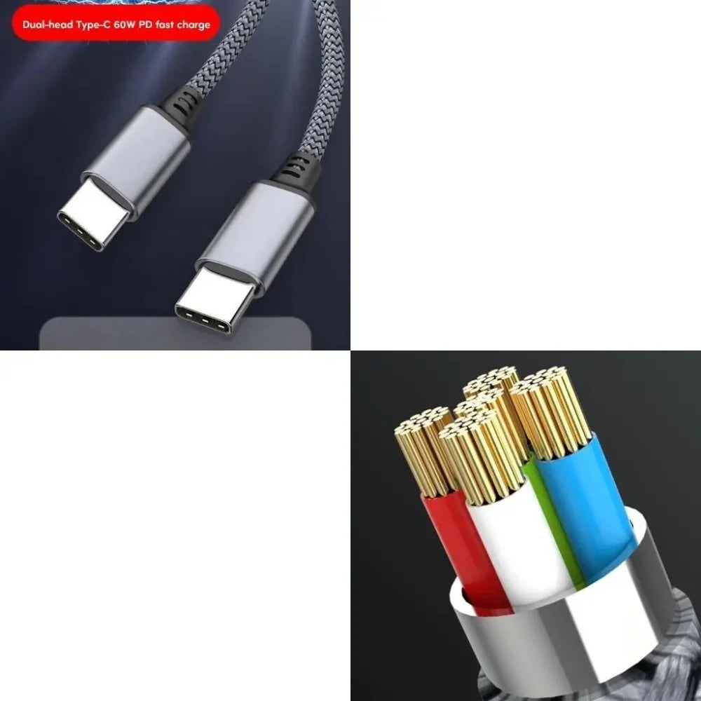 60W USB C to Type C Fast Charger Cable | Durable Braided Design