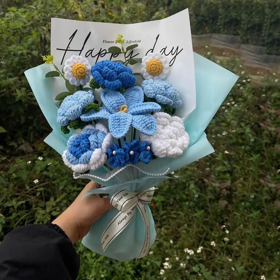 Ramo de flores azules de ganchillo hecho a mano | Regalo perfecto para cualquier ocasión