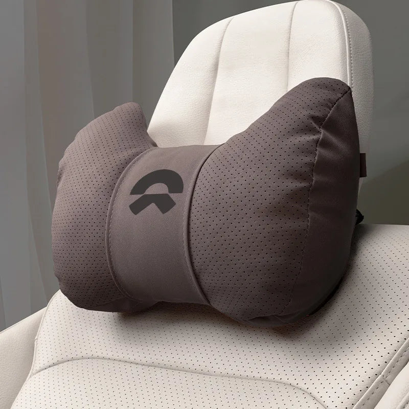 Premium Leather Car Neck Pillow | Ultimate Lumbar Support