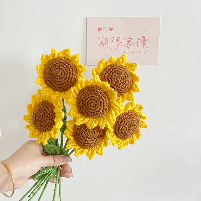 Hand-Knitted Artificial Sunflower | Perfect Gift & Home Decor