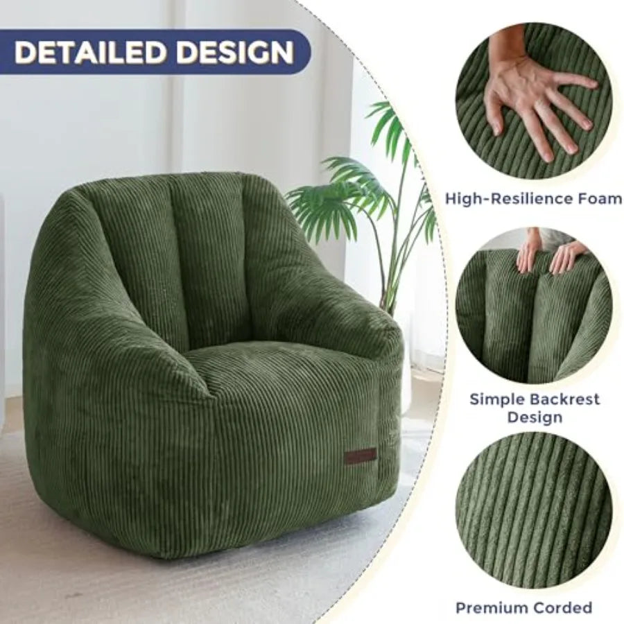 Dark Green Bean Bag Chair | Ultimate Cozy Floor Sofa