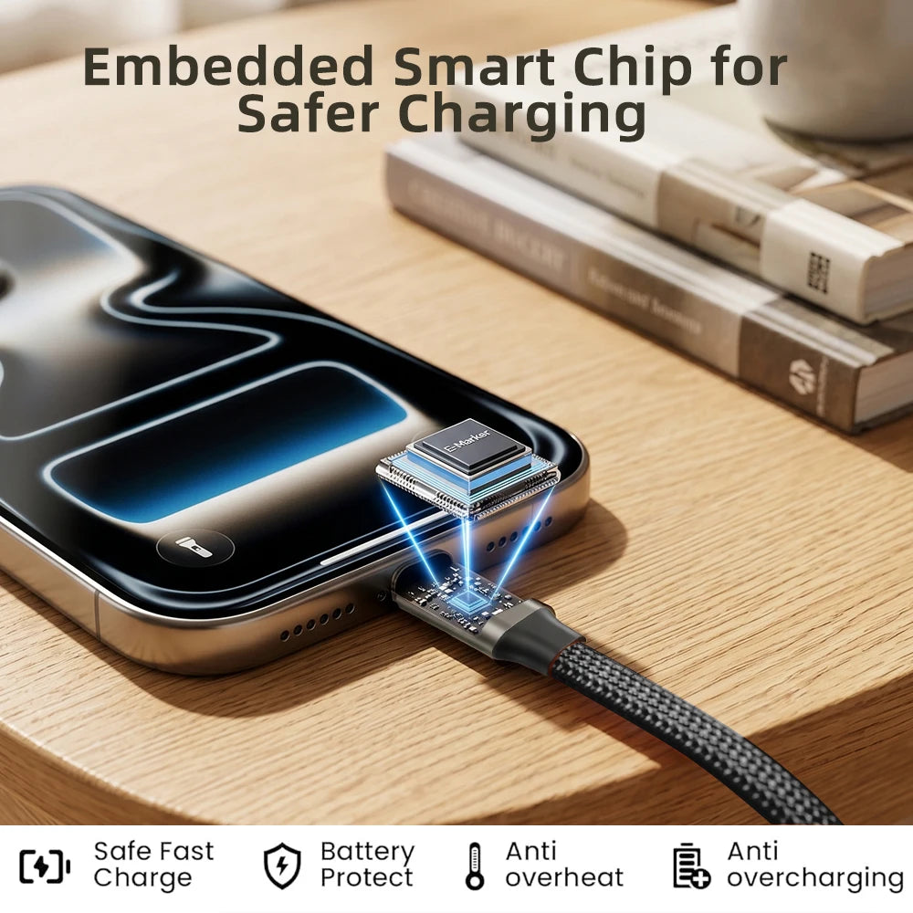 1.5M Fast Charging USB-C Cable & Foldable Phone Stand | 90° Elbow