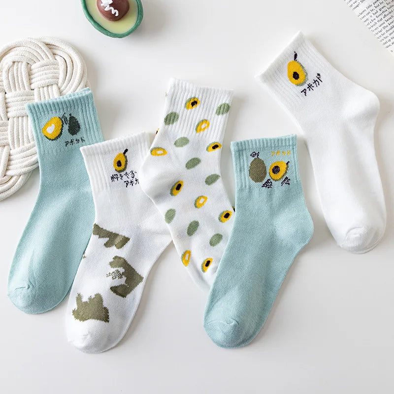 Cute Women Fruit Print Socks Set | Kawaii Casual Accessories