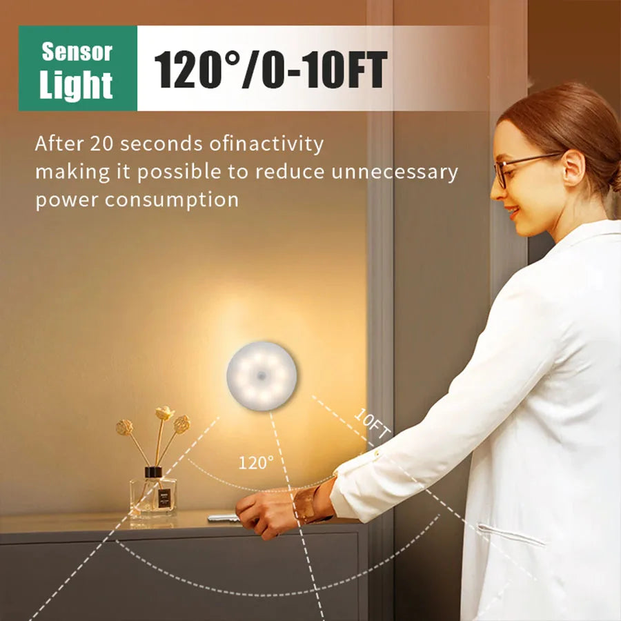 Smart LED Night Light with Motion Sensor | USB Rechargeable Lamp