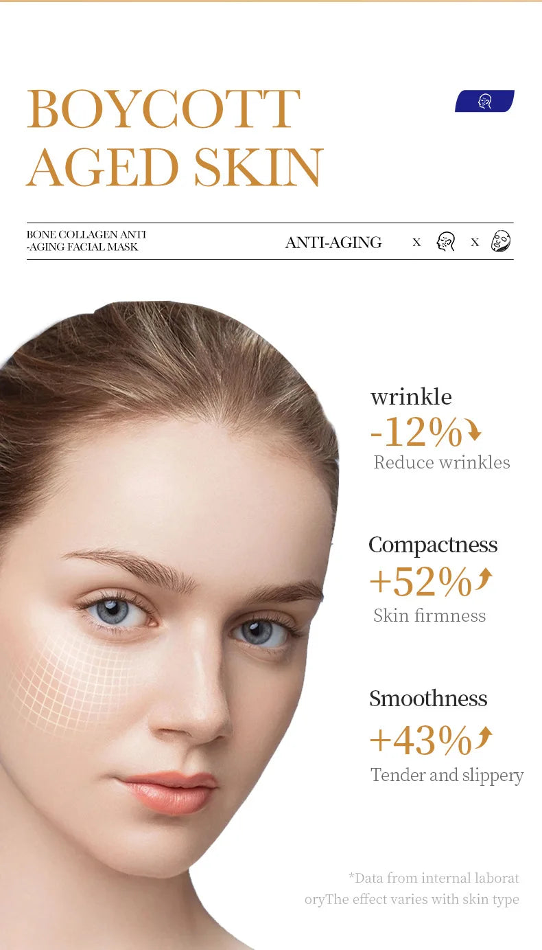 10pcs Anti-Wrinkle Collagen Face Masks | Moisturizing & Brightening