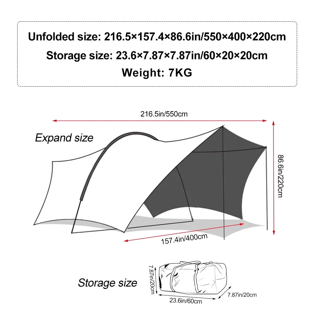Portable Waterproof Car Awning Tent | UV Sun Shelter for Camping