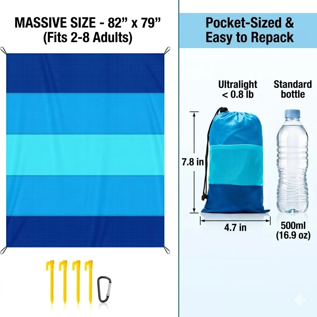 Oversized Beach Blanket | Sand-Free & Water-Resistant Picnic Mat