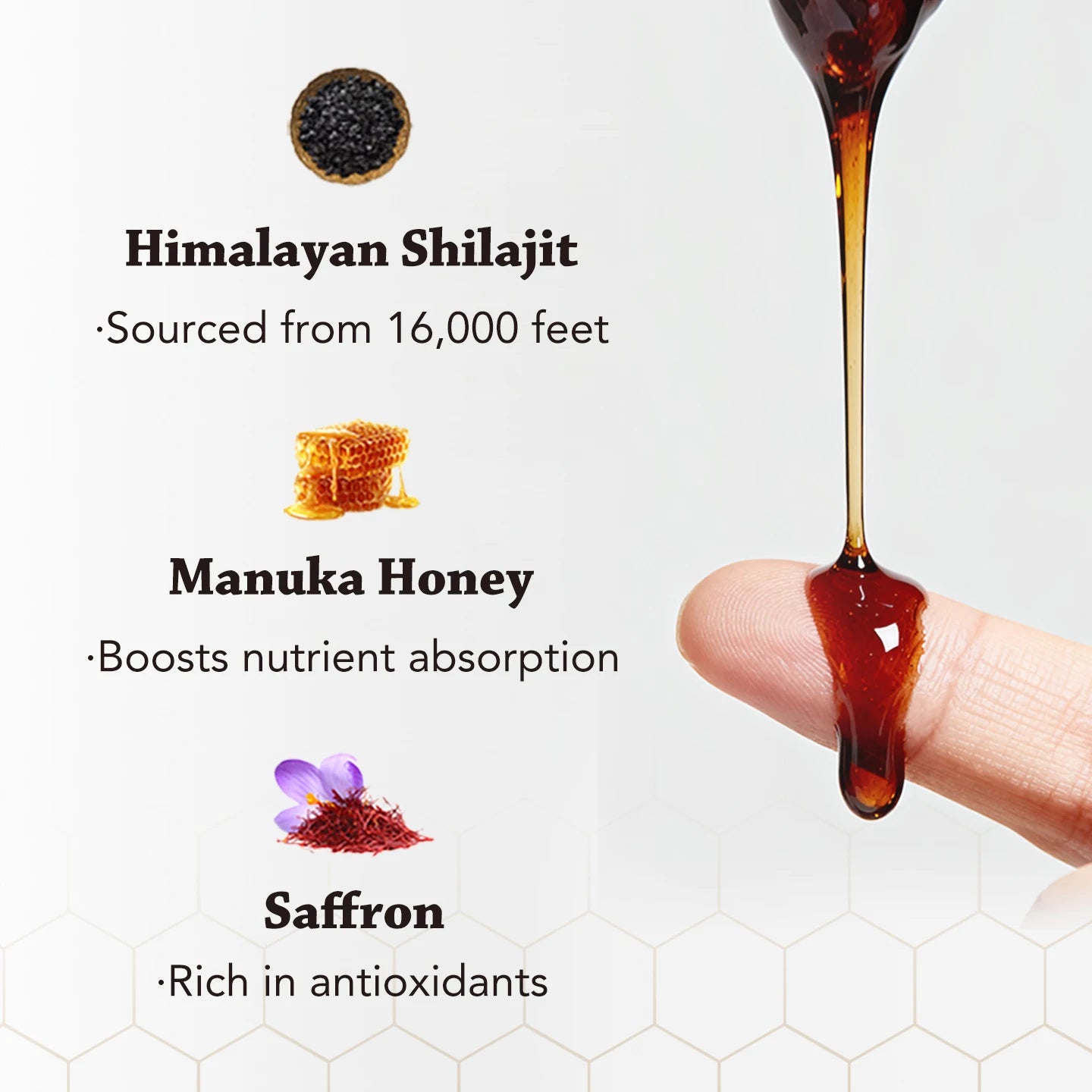 Shilajit Honey Sticks with Saffron for Energy & Mood Balance