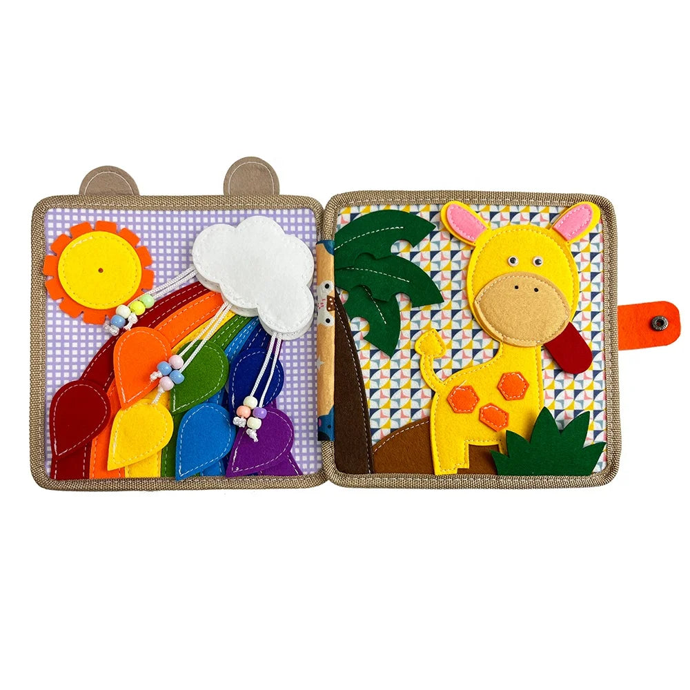 Montessori Giraffe Busy Board | 3D Felt Learning Toy for Kids