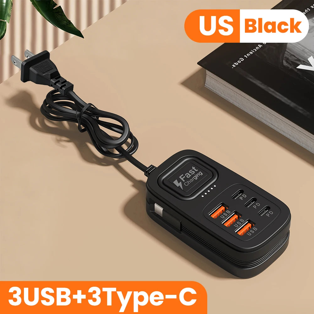 6 in 1 Fast USB Charger Power Strip | Desktop Charging Station