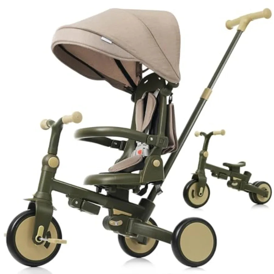 7-in-1 Foldable Toddler Tricycle | Adjustable Handle, Removable Pedals