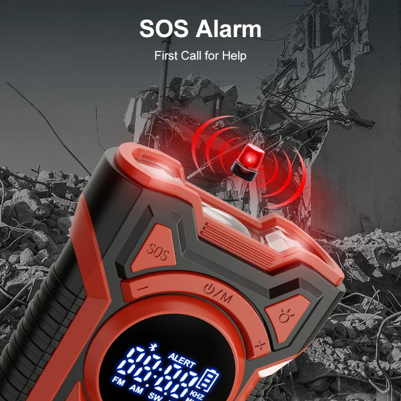 Portable Solar Emergency Weather Radio | Hand Crank & Bluetooth