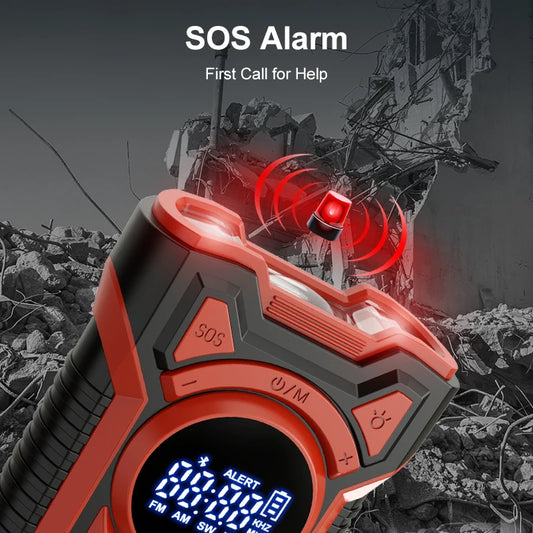 Portable Solar Emergency Weather Radio | Hand Crank & Bluetooth