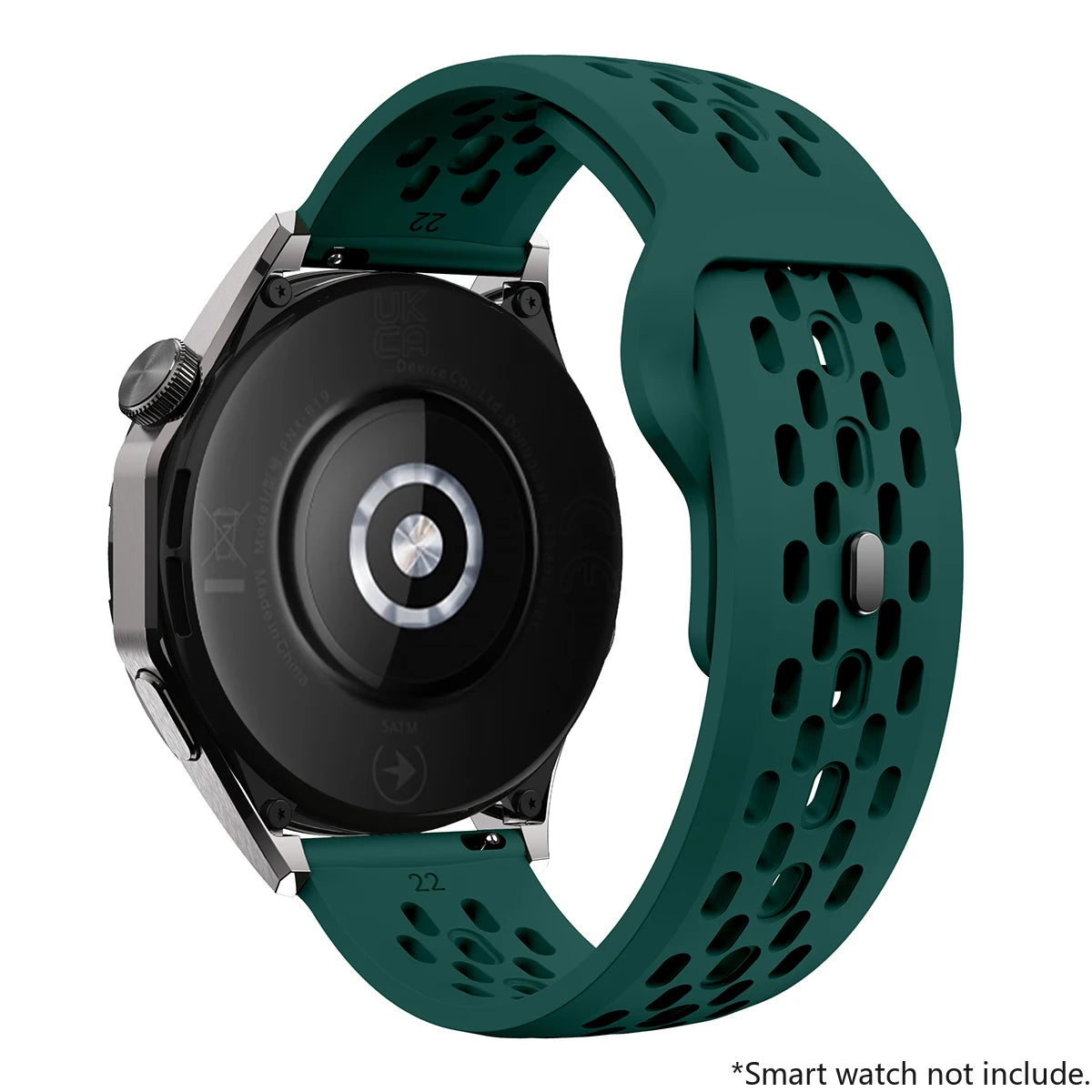 Breathable Sports Silicone Watch Strap - Replacement Bands for Smartwatches