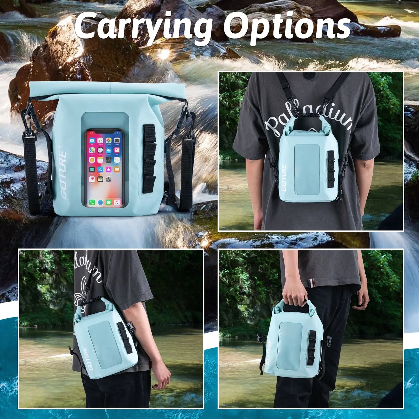 5L Waterproof Dry Bag with Touchscreen Window for Outdoor Fun
