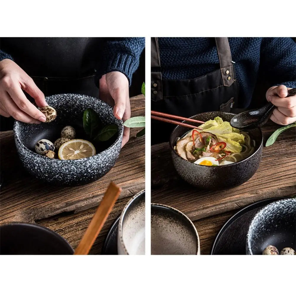 Cuenco de cerámica multifuncional estilo japonés para ramen | Cena elegante