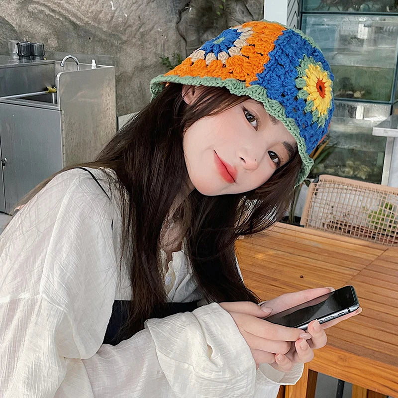 Women's Flower Crochet Bucket Hat | Handmade Spring Summer Style