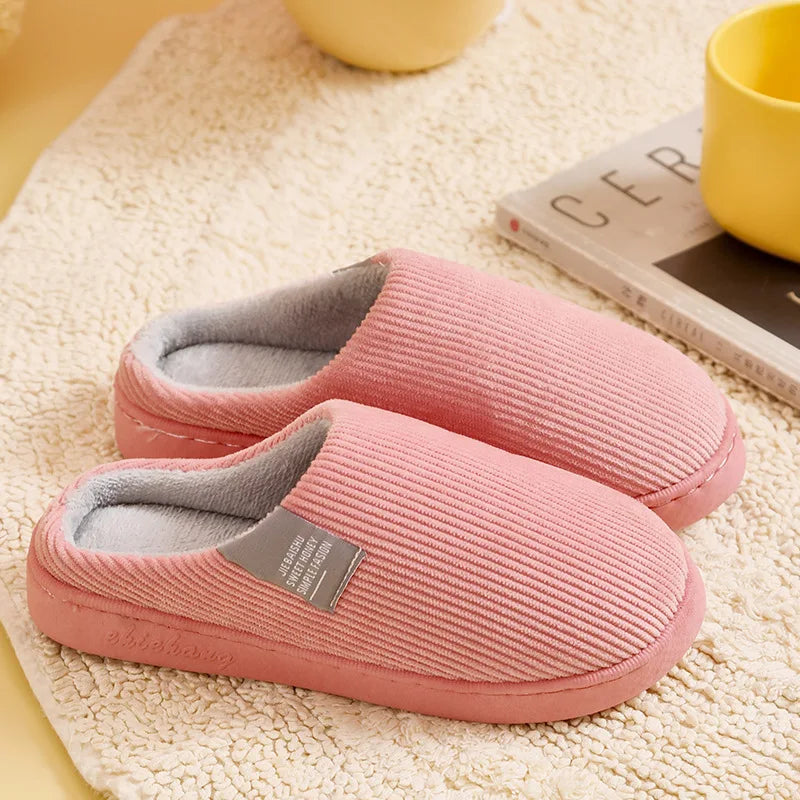 Cozy Plush Cotton Slippers for Couples | Anti-Slip Indoor Footwear