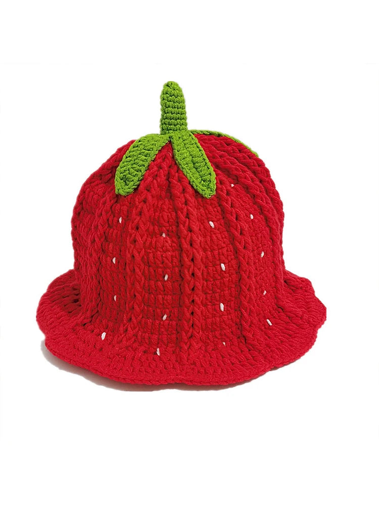 Charming Cartoon Strawberry Fishing Hat | Trendy Bohemian Crochet