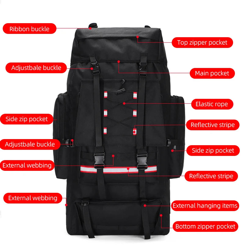 Large 130L Hiking Camping Backpack | Durable Outdoor Rucksack
