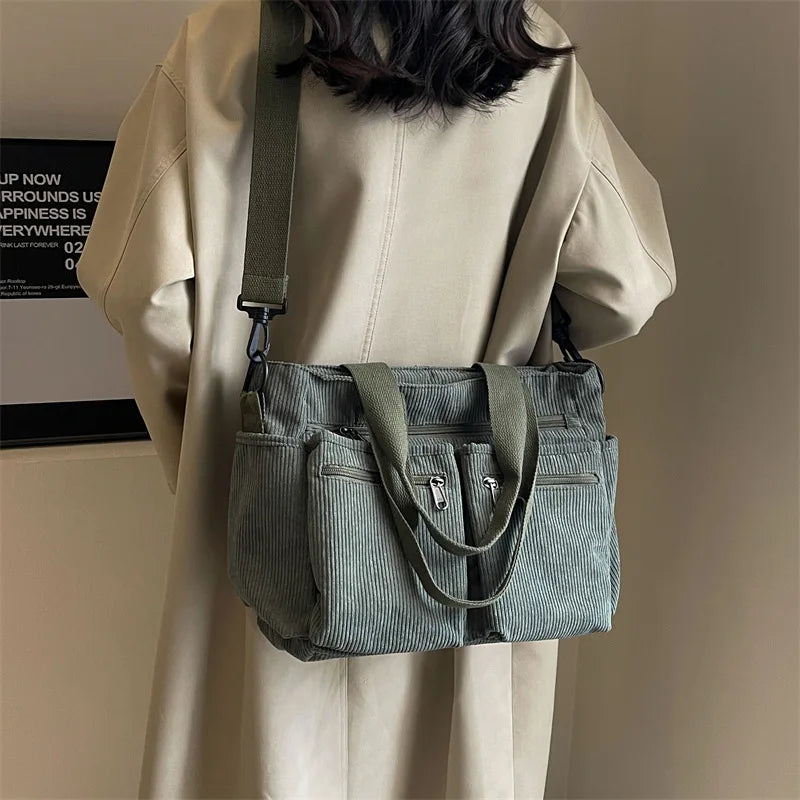 Large Capacity Casual Corduroy Messenger Bag | Versatile Tote for All