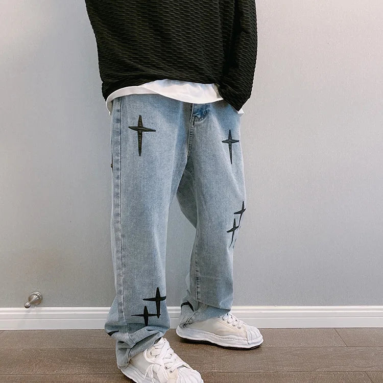 Men's Baggy Wide Leg Jeans | Casual Streetwear Denim Pants
