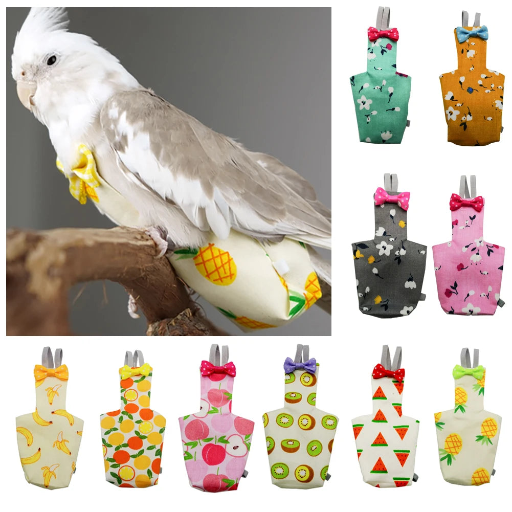 Cute Colorful Fruit Floral Bird Diaper | Washable Pet Flight Suit