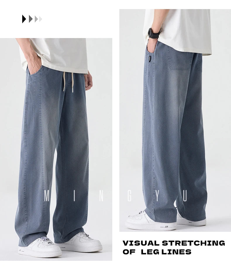 Men's Summer Lyocell Fabric Jeans | Elastic Waist Loose Fit