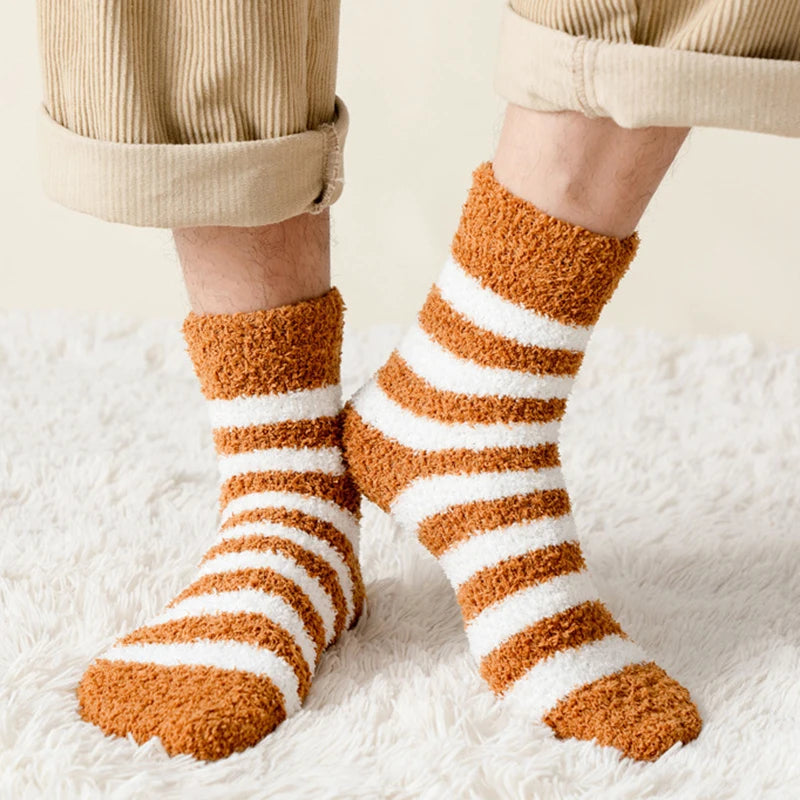 Cozy Striped Winter Plush Socks for Men & Women | Warm Comfort