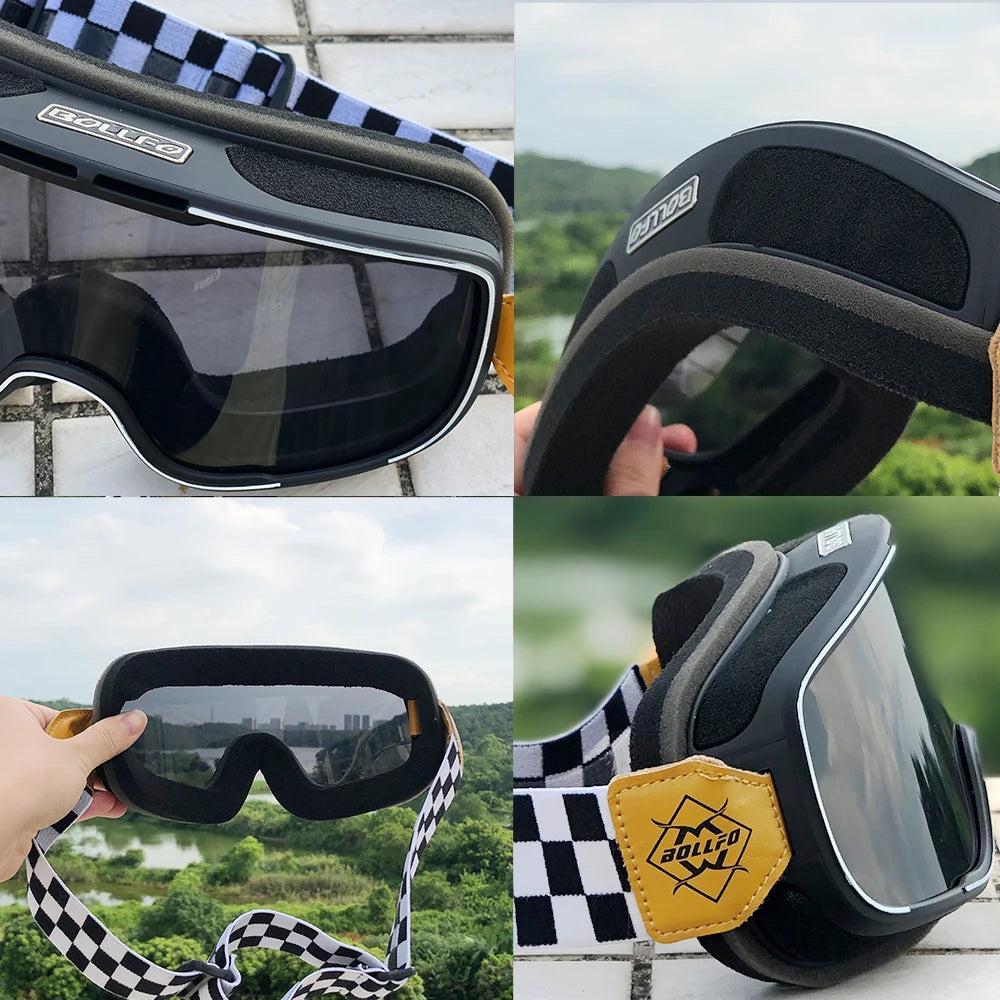 BOLLFO Photochromic Motorcycle Goggles Motorbike Eyewear OTG UV Protection Auto-tinting ATV Glasses Windproof Dirt Bike Goggles