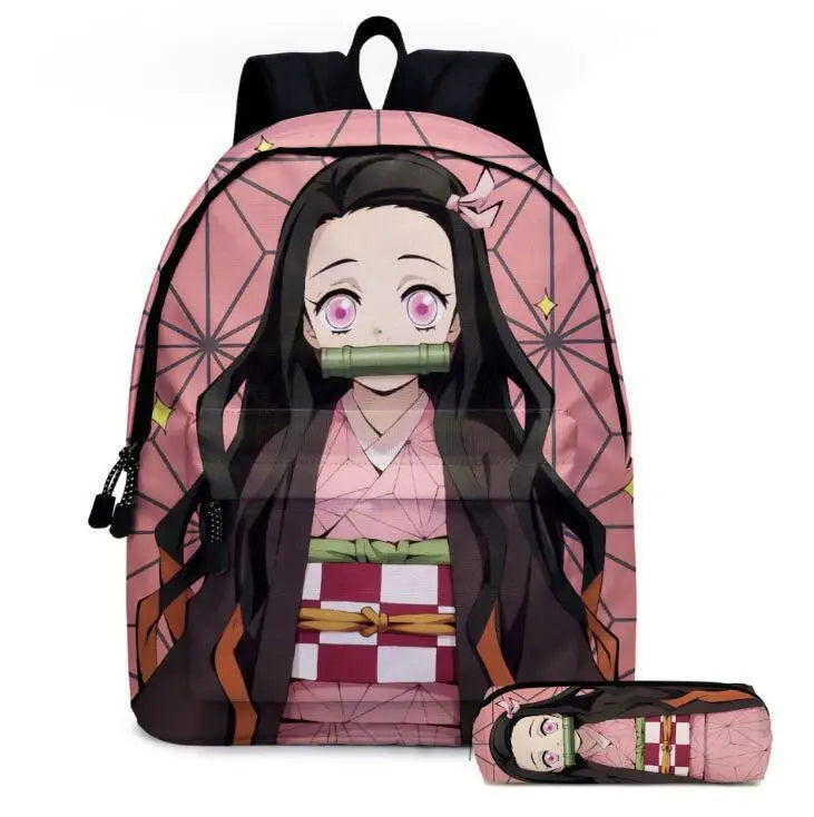 Anime Demon Slayer Backpack Set | Stylish Schoolbag & Pen Bag
