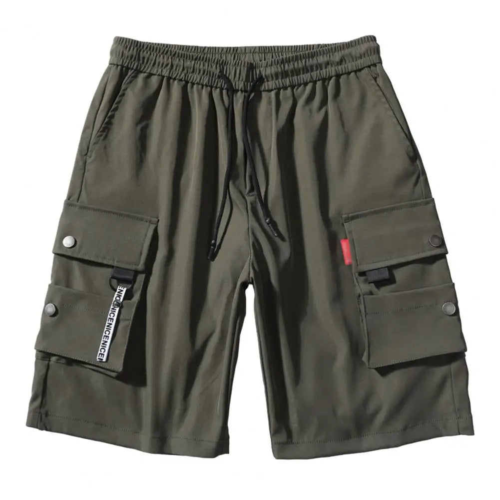 Men's Summer Cargo Shorts with Elastic Waist and Pockets