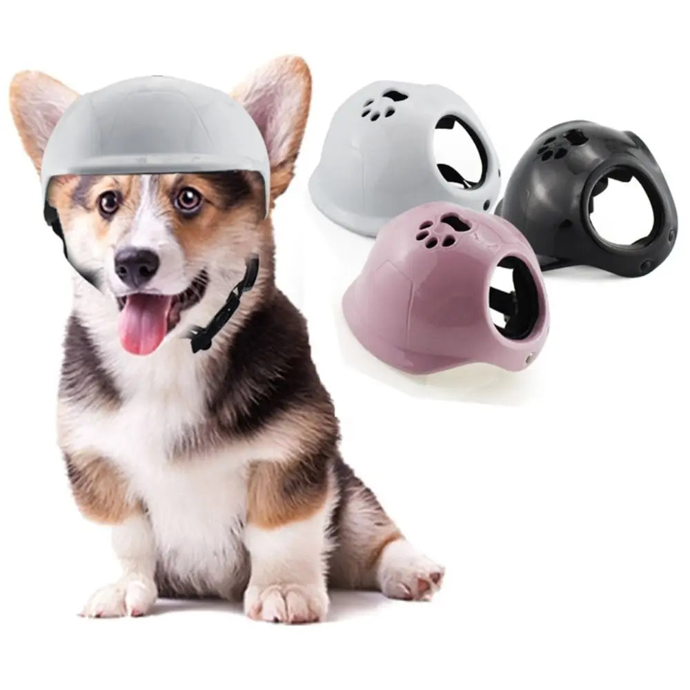 Adjustable Plastic Pet Dog Helmet | Safety Headgear for Pets