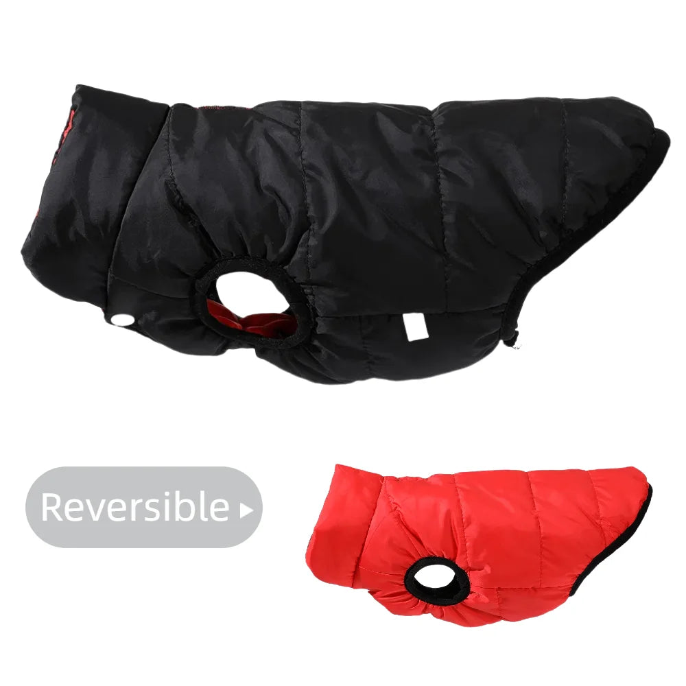 Chaqueta reversible de invierno para mascotas | Chaleco cálido y cortavientos para mascotas