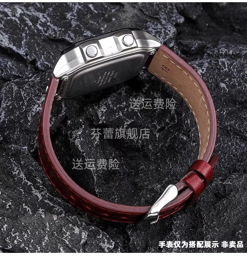 Retro Genuine Leather Watchband | Vintage Men's Bracelet 18MM
