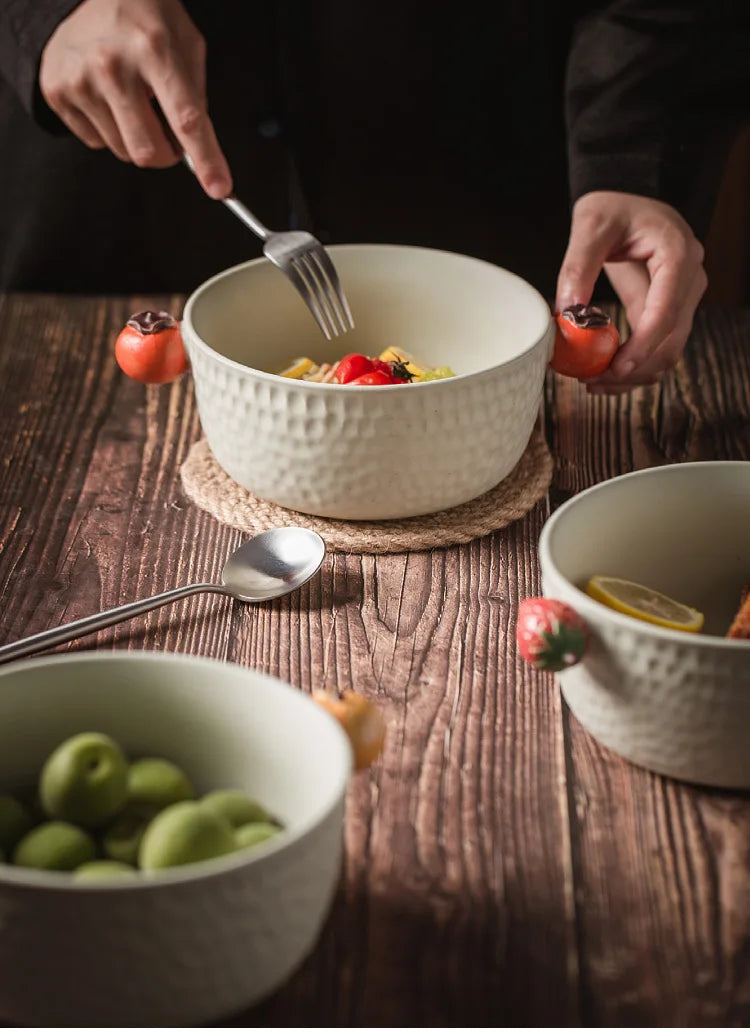 Cuenco de sopa de cerámica hecho a mano con doble asa | Elegancia de estilo japonés
