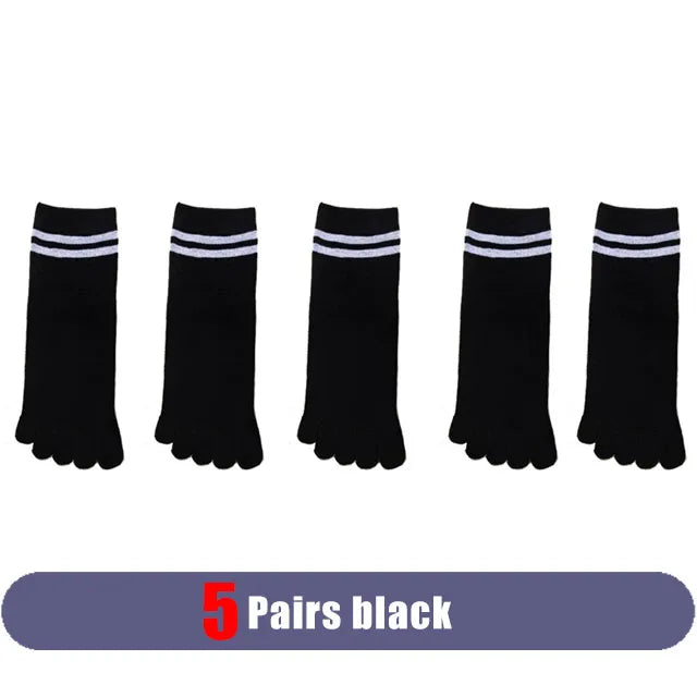 Women's Breathable Cotton Striped Invisible 5 Finger Socks | Soft Comfort