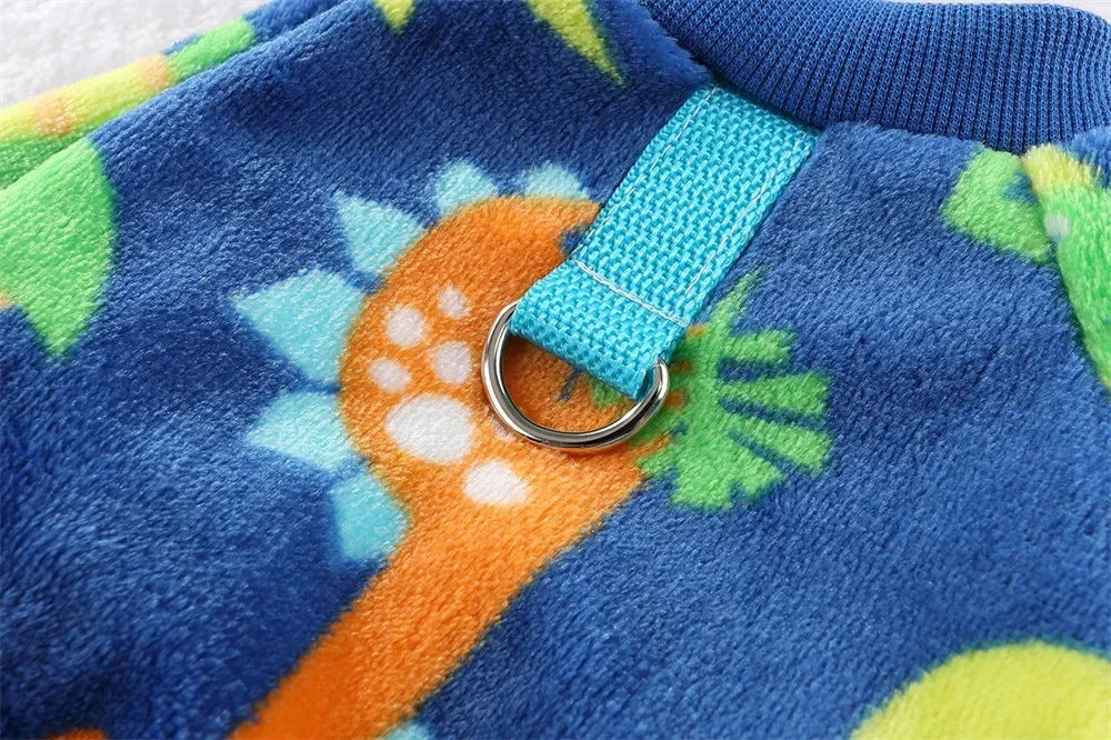 Winter Warm Fleece Dog Jumpsuit | Cozy Pajamas for Small Dogs