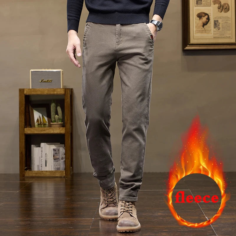 Warm Fleece Lined Jeans for Men | Slim Fit Thermal Denim Pants