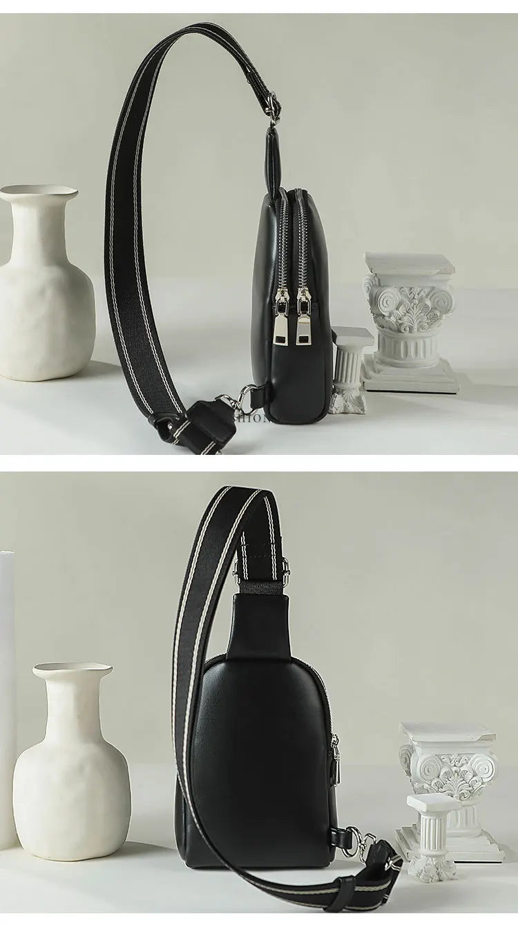 Unisex Soft Leather Chest Bag | Versatile Crossbody Waist Bag