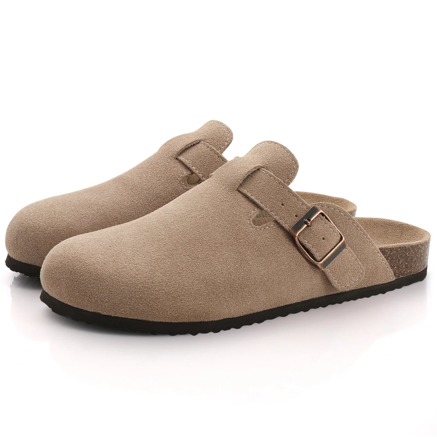 Shevalues Suede Clogs For Women Men Summer Cork Mules Soft Footbed Sandals With Arch Support  New Leisure Fashion Genuine Clogs