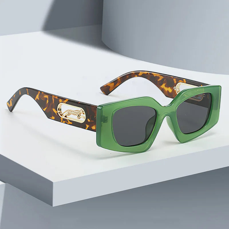 Stylish Women's Black Geometric Sunglasses with Gold Accents
