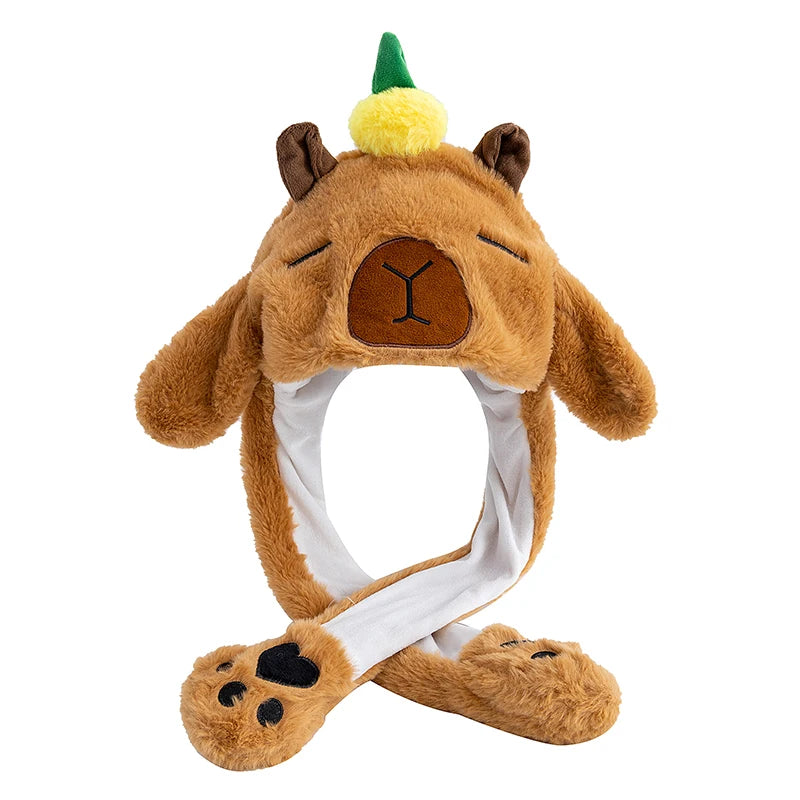 Women's Cute Capybara Ear Moving Beanie | Funny Plush Winter Hat