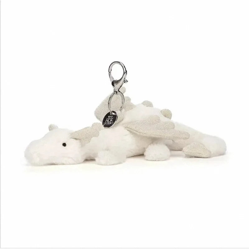 Cute White Dragon Plush Keychain | Soft Stuffed Animal Charm