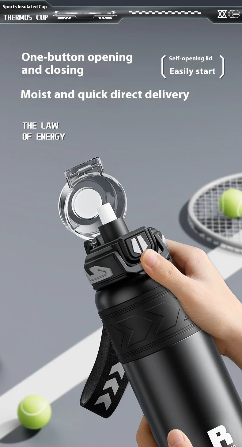 Large-Capacity Sports Straw Water Bottle | Portable Stainless Steel Cup