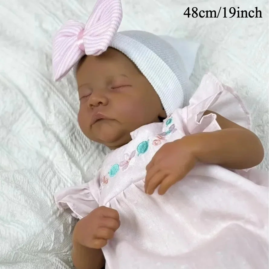 19-Inch Black Skin Asleep Reborn Baby Doll | Perfect Gift for Kids