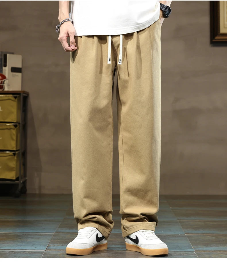 Comfortable Loose Men's Trousers | 100% Cotton Khaki Pants