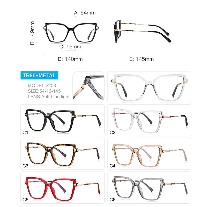 Fashionable Square Reading Glasses for Women | Anti-Blue Light