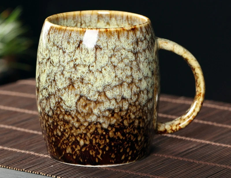 High-Capacity Ceramic Coffee Cup | Vintage Japanese Drinkware